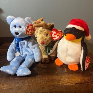 Lot of 3 Ty Beanie Babies Christmas